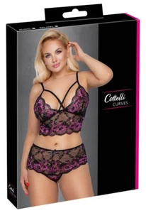 Set reggiseno Cottelli Collection pizzo XL - 4XL hot fashion lingerie sexy nero rosa - Foto 1 di 12