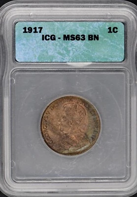 1917 Canadian Large One Cent 1C ICG MS63 BN - Image 1 of 2