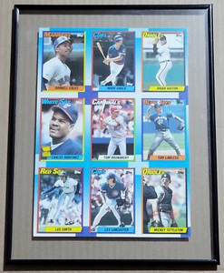 🎁 Framed 1990 Topps Uncut Sheet MARK GRACE LEE SMITH TETTLETON+ Great Gift Idea - Picture 1 of 3