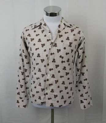 复古 70 年代 Sands Point Now Generation 迪斯科衬衫长袖网格花卉 #2481 — 第 1/4 张图片
