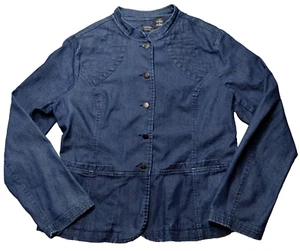 nicole by Nicole Miller Women 16 Blue Cotton Flex Button-Up Denim Jean Jacket - Picture 1 of 19