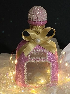 Botella de tequila brillante - (rosa Barbie) Foto 1 de 4