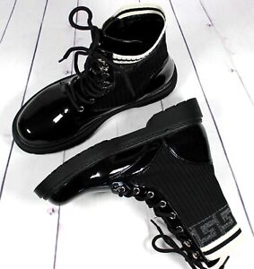Womens Black Ankle Boots Ladies Biker Lace Up Army Combat Casual Shoes Sizes 3-8