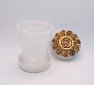 Vtg Collapsible Travel Purse Cup Gold Tone Alexander III Coins Metal Top RARE - Picture 1 of 10