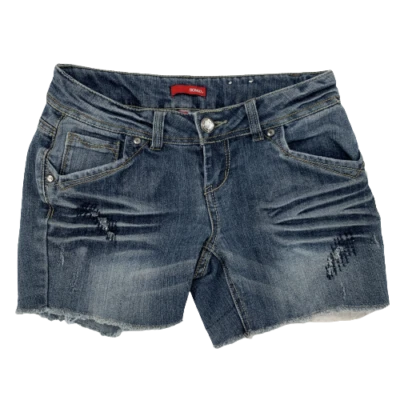 Pantalones Cortos Bongo Corte Mujer Bordados Bolsillos Traseros Denim Destruido Azul Talla 3 Foto 1 de 4