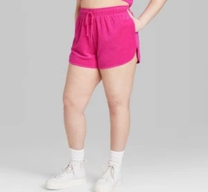 Wild Fable Women's Size Medium Pink High-Rise Towel Terry Cloth Shorts - Picture 1 of 2