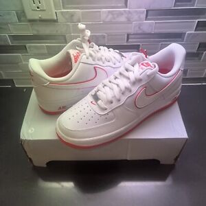 Nike Air Force 1 '07 Low White Picante Red Swoosh Size mens 8 New