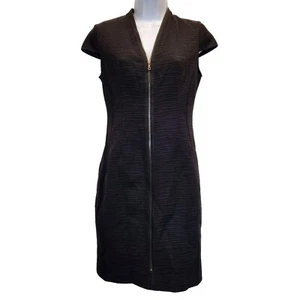 Tahari Damen Reißverschluss vorne Kleid Gr. 2 schwarz V-Ausschnitt gefüttert formell Büro Abend - Bild 1 von 10