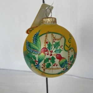 Bronner's Christmas handbemalt tropische Liebesvögel Glas Ornament Künstler signiert - Bild 1 von 6
