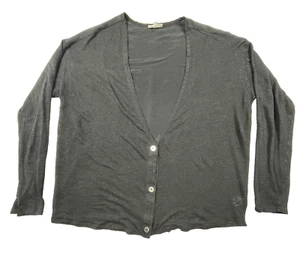 AG Adriano Goldschmied Womens Cardigan Sweater S Black Silk Linen Lightweight - Picture 1 of 22