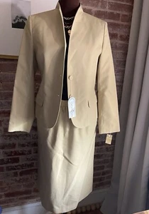 New! Vintage Domino Beige Blazer Jacket & Skirt Suit Set Business Career Size 10 - Picture 1 of 11