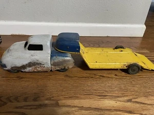 Vintage 1930-40’s Buddy L Wyandotte Express Press Steel Truck & trailer large! - Picture 1 of 10
