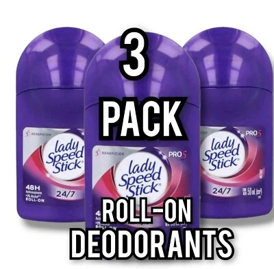 PACK DE 3 DESODORANTES ANTITRANSPIRANTES INVISIBLES SEÑORA SPEED STICK ROLL ON 50ML Pro Foto 1 de 4