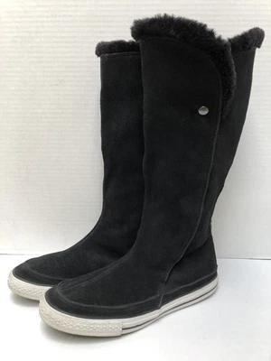Botas hasta la rodilla de gamuza Converse All Star negras puño de piel sintética para mujer talla 10 ~ ¡USADAS EN EXCELENTE ESTADO! Foto 1 de 4