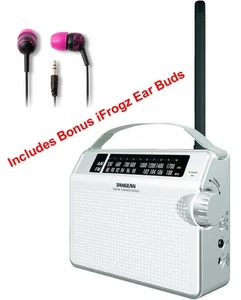 SANGEAN PR-D6W AM/FM Portable Compact Radio+Built In Speaker+Bonus Earphones - Picture 1 of 7
