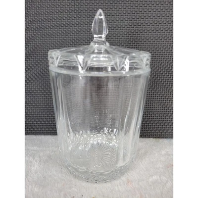 Tarro de boticario de vidrio transparente vintage plato de caramelo con tapa diseño de cristal de corte pesado Foto 1 de 4
