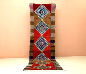 Gorgeous Moroccan Rug Handmade Wool Carpet Living Room Accent Red Rug 2'8x10' ft - Picture 1 of 13