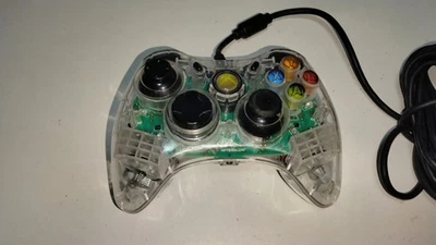 Xbox 360 Afterglow Clear Controller PL-3702, Glows Blue, Tested - Image 1 of 4