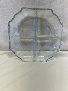 Clear Floral Design Lorain Basket Crystal Square 4-Part Relish Indiana Glass - Picture 1 of 11