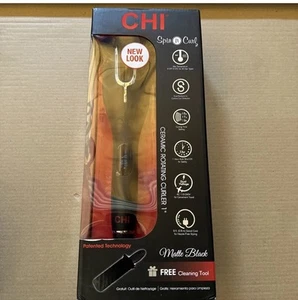 CHI Spin N Curl 1” Ceramic Rotating Curler Black, With Cleaning Tool (15) - Picture 1 of 2