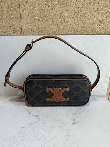 Borsa Celine Cuil Triomphe mini fotocamera tracolla rivestita in PVC tela pelle NUOVA originale