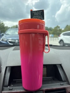 Vaso aislado de acero inoxidable Starbucks a prueba de fugas Ombre naranja rosa 24 oz - Imagen 1 de 5