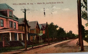 Wellsburg W. Va. Hauptstraße Norden ab 10. St. 1910 alte Postkarte RAR - Bild 1 von 2
