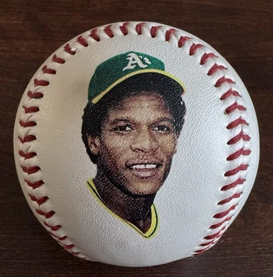 Bola fotográfica de beisebol Rickey Henderson 1990 Oakland A’s Athletics - Imagem 1 de 4