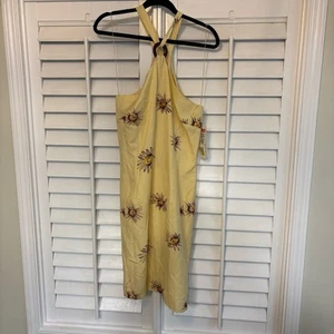 Donna Morgan gelb Sonnenblumen Neckholder Leinenmischung Kleid Gr 10 - Bild 1 von 7