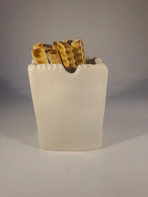 Винтажный керамический бумажный пакет Amana Iowa с 8 керамическими картошками фри веселье - Изображение 1 из 4