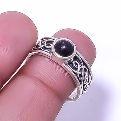Copper Black Turquoise Gemstone 925 Sterling Silver Boho Ring s.8 R7651-2 - Image 1 of 4