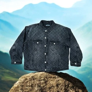 Maniere De Voir Women’s Black Diamond Pattern Button Front Jacket Size M/L - Picture 1 of 9