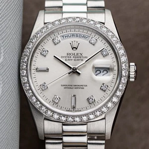 Rolex Platinum Day-Date 36mm 18346 President Diamond Bezel & Dial - Watch & Box - Picture 1 of 17