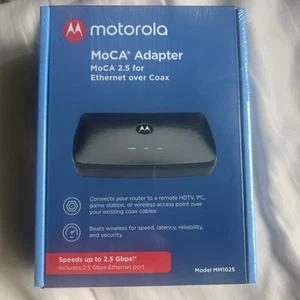 New Sealed Motorola MM1025 MoCA 2.5 Adapter with 2.5 Gbps Ethernet - Black - Picture 1 of 5