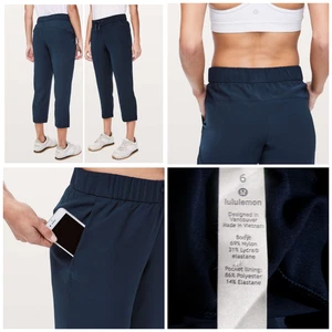 Lululemon On the Fly Crop 23 Pants size 6 True Navy Blue Pockets Drawstring NEW - Picture 1 of 19