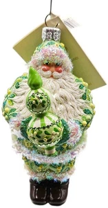 Patricia Breen Crowning Glory Mistletoe Santa Claus  Floral Christmas Ornament - Picture 1 of 16