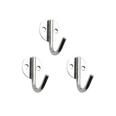  3 PCS Round Hooks Towel for Bathrooms Stainless Steel Metal Wall Hangers - Image 1 of 4