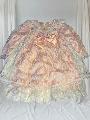 Vestido de Colección Jessica McClintock Gunne Sax Marfil Rosa Encaje Cuello Babero Niñas 2T Nuevo sin Etiquetas Foto 1 de 4