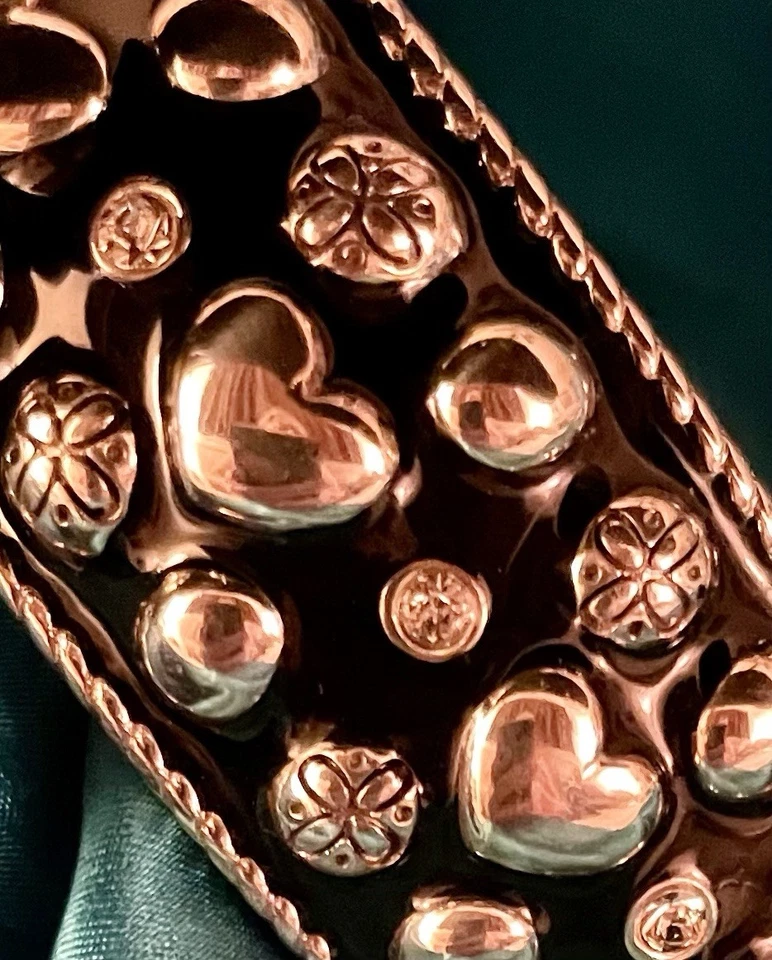  BRIGHTON SILVER PLATED 'ROCKIN HEARTS' Crystal BLACK ENAMEL CUFF BRACELET  - Image 1 of 4