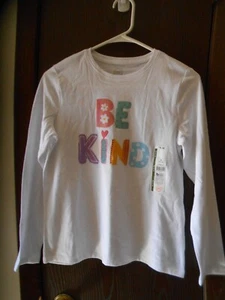 NWT GIRLS WONDER NATION LONG SLEEVE WHITE SPARKLY GRAPHIC T-SHIRT SIZE XL(14-16) - Picture 1 of 8