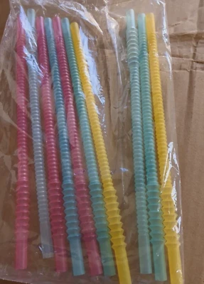 Tupperware Exclusive Whistle Straws Set of 10 Pastel Yellow Aqua  Blue ++ New - Image 1 of 3