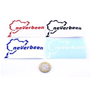 Nurburgring Neverbeen Car Sticker Decal Choice of Colours 80mm Vinyl Sticker x2 - Picture 1 of 3