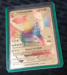 Carta Pokémon Metallo Oro Charizard GX Rara *Accettabile  - Foto 1 di 2