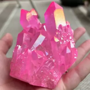 Hot Pink Aura Quartz Cluster Gorgeous Titanium Ore Coated Angel Aura Quartz - Picture 1 of 5