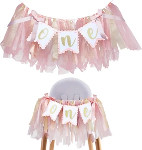 1St Birthday Highchair Banner Birthday Baby Girl, One Year Old Birthday Party De - Picture 1 of 12