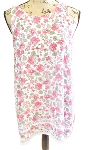 Max Studio Damen ärmelloses Top, weiß, rosa und grün geblümt, fließend, Größe L - Bild 1 von 11