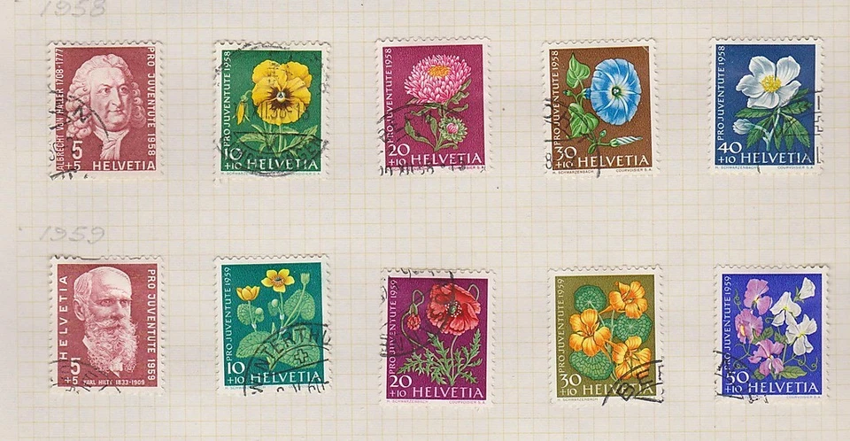 SWITZERLAND  Scott B277-281,B287-91 semi-postals used - Image 1 of 1