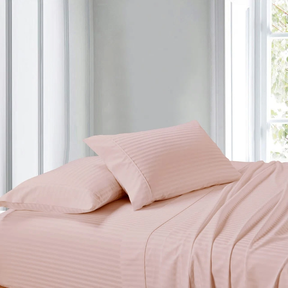 Juego de sábanas adjuntas para cama de agua de lujo 100 % algodón satén rayas sin arrugas 300 TC Foto 1 de 3