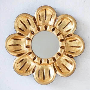 Peruvian Gold Leaf Round wall mirror home decor- Handmade Home christmas gifts - Picture 1 of 7