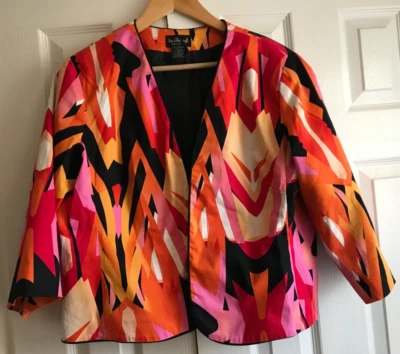 CHAQUETA BLAZER IVY CHIC NEW YORK ~ DISEÑO GEOMÉTRICO FORRADA COLORIDA ~ TALLA XL Foto 1 de 4